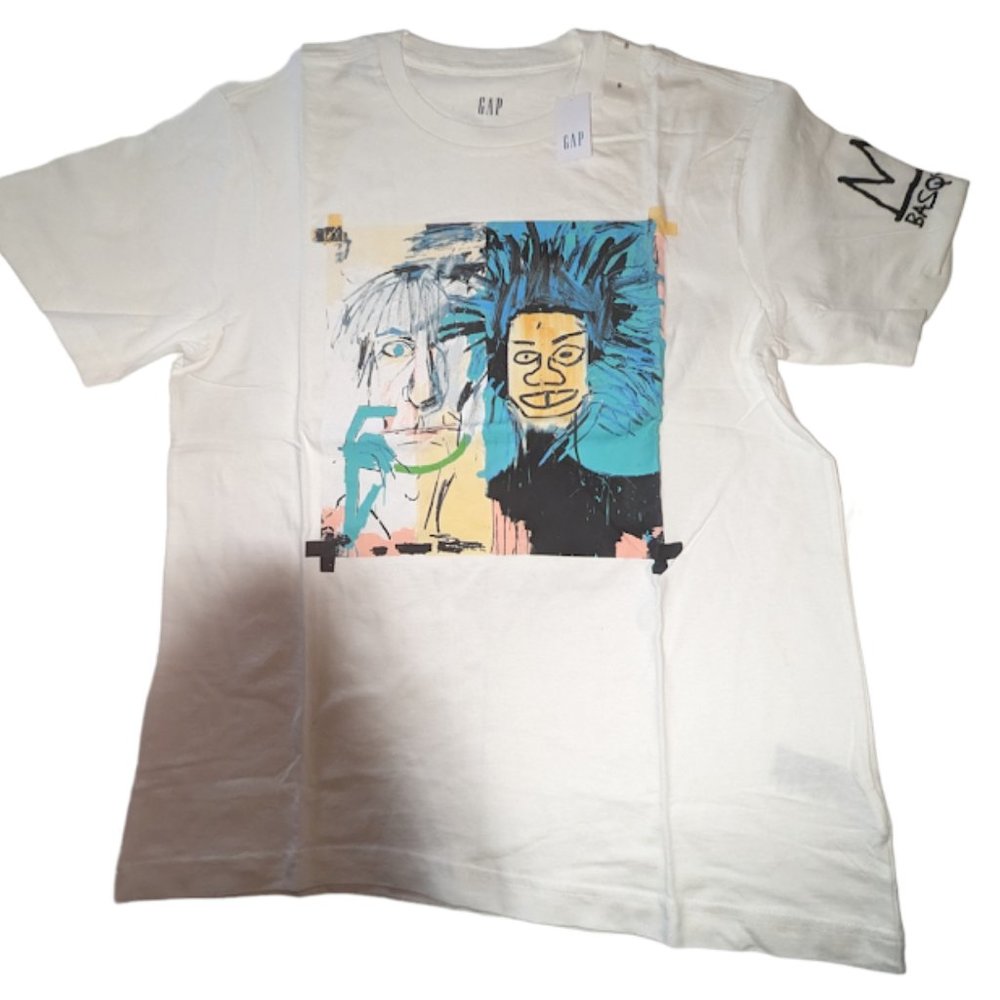 Gap Basquiat Men's Small White Faces Graphic Jean-Michel Estate Shirt New NWT